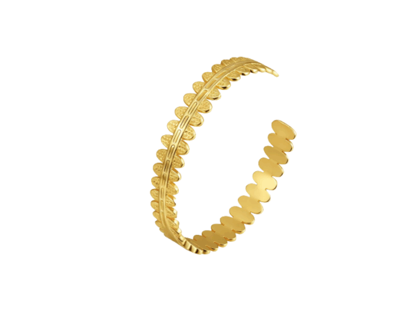 Μεταλλικό βραχιόλι ανοιχτού τύπου σε απόχρωση χρυσού με μοτίβο σχημάτων